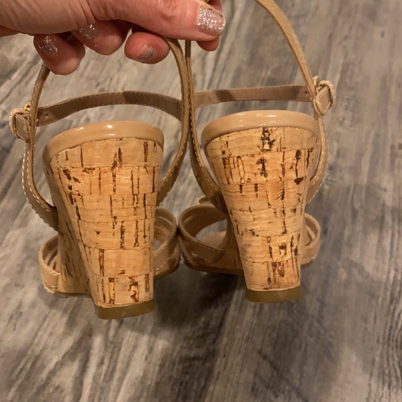 Prada Patent Leather Nude Sandals Wedges Shoes - Picture 10 of 15